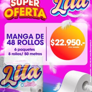 Papel Higiénico Lila — Pack 6×50m